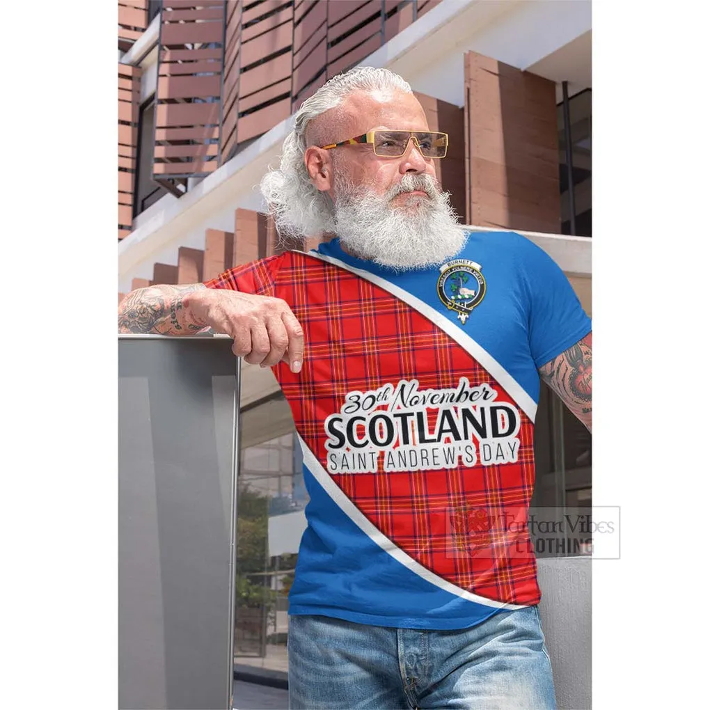 Burnett Family Crest Tartan Cotton T-shirt Celebrate Saint Andrew's Day in Style