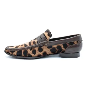 Dolce & Gabbana Leopard Calf Hair Loafers Leather Brown Colour For Men