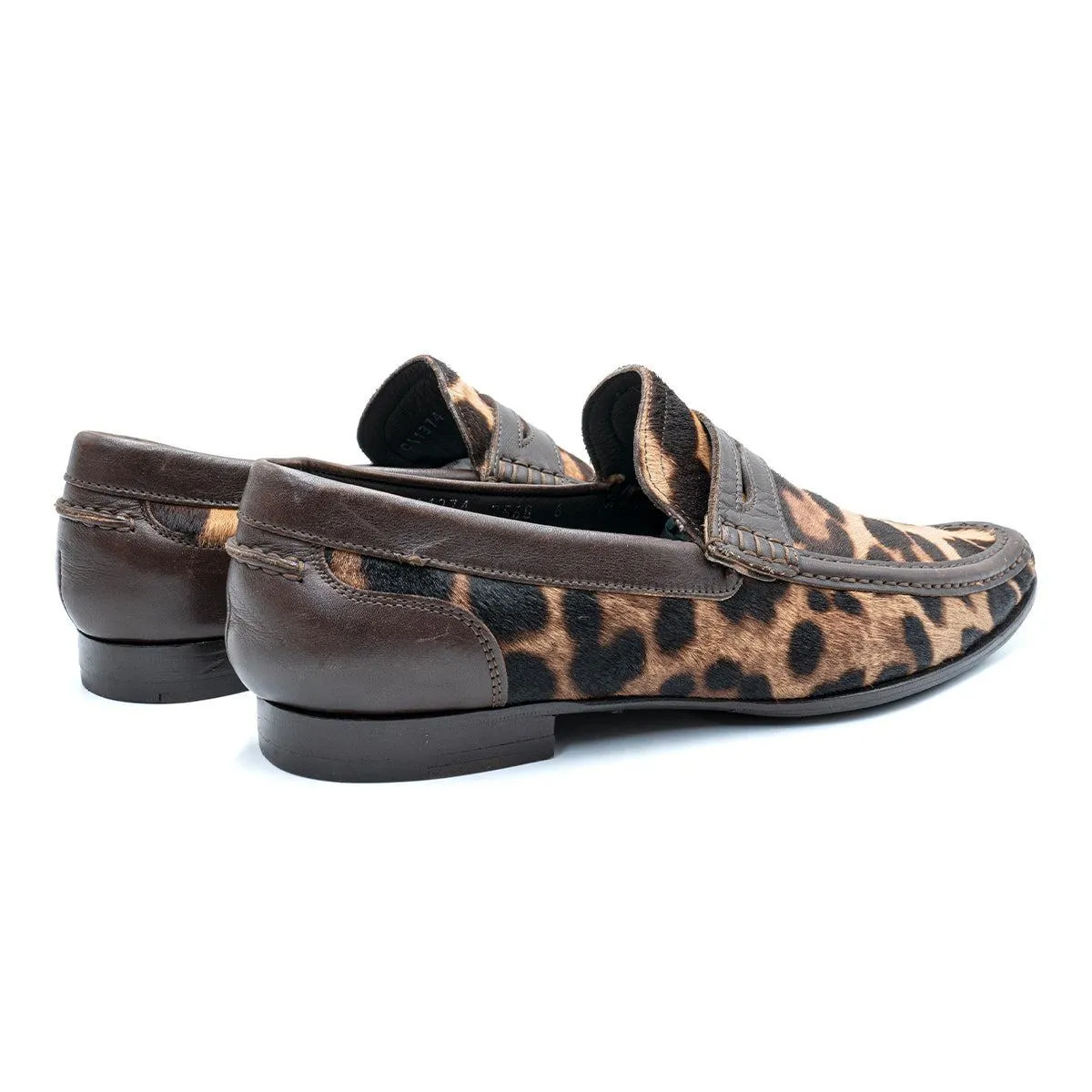 Dolce & Gabbana Leopard Calf Hair Loafers Leather Brown Colour For Men