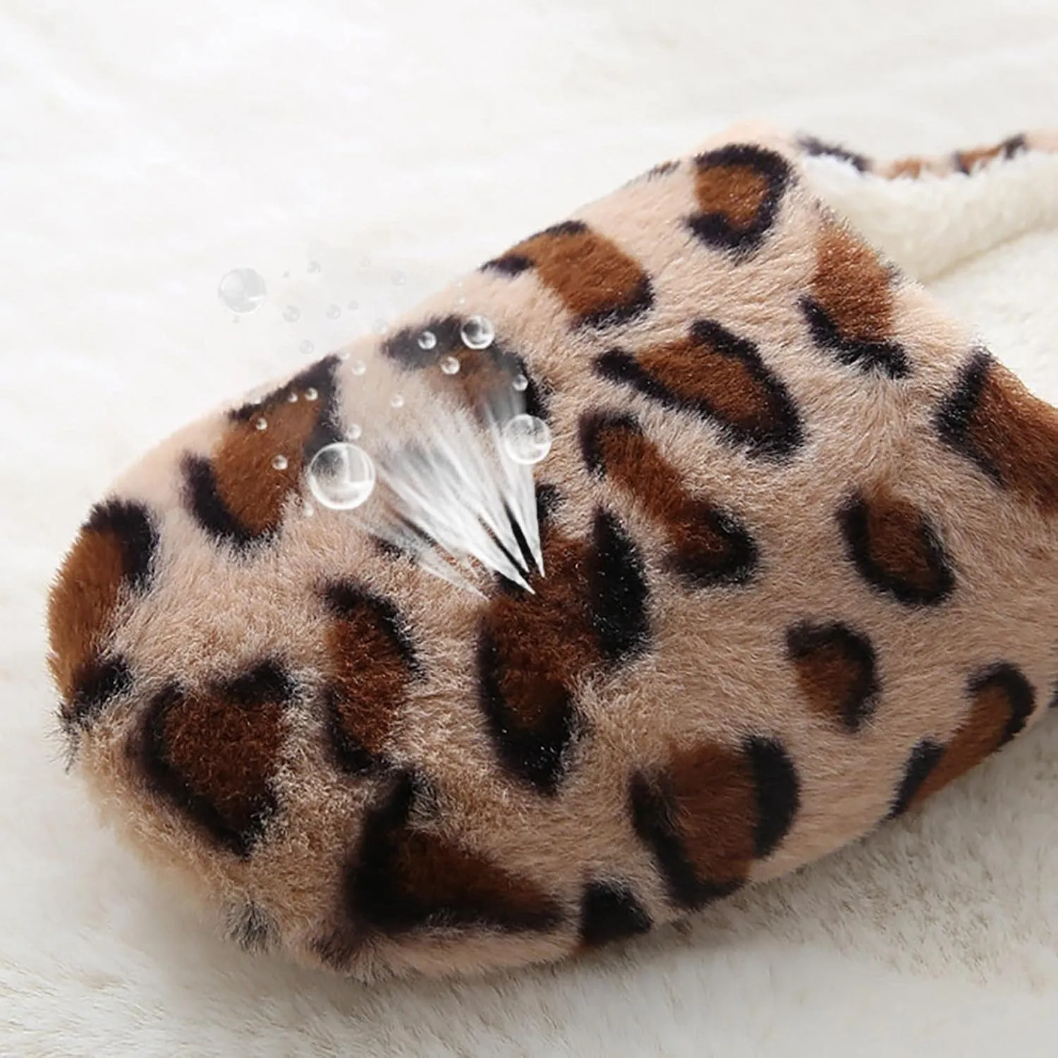 Hbeylia Fuzzy Slippers For Women Fashion Leopard Design Fluffy Plush Fur Closed Toe House Slippers Soft Comfort Foldable Bedroom Home Slides Casual Indoor Outdoor Slider Shoes For Travel