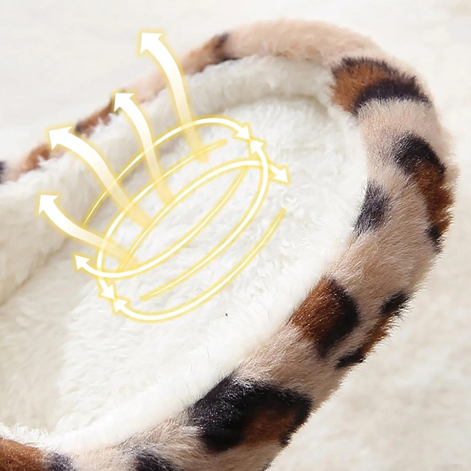Hbeylia Fuzzy Slippers For Women Fashion Leopard Design Fluffy Plush Fur Closed Toe House Slippers Soft Comfort Foldable Bedroom Home Slides Casual Indoor Outdoor Slider Shoes For Travel
