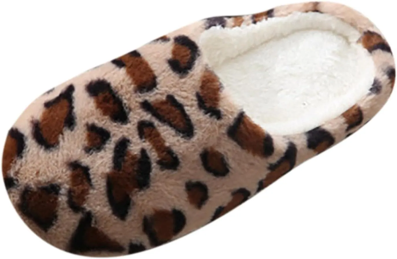 Hbeylia Fuzzy Slippers For Women Fashion Leopard Design Fluffy Plush Fur Closed Toe House Slippers Soft Comfort Foldable Bedroom Home Slides Casual Indoor Outdoor Slider Shoes For Travel