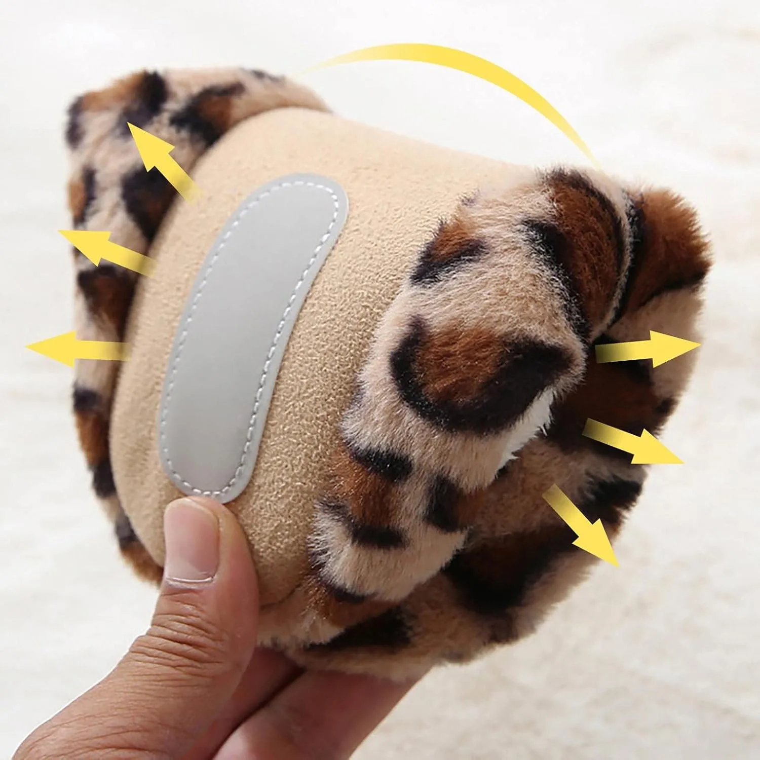 Hbeylia Fuzzy Slippers For Women Fashion Leopard Design Fluffy Plush Fur Closed Toe House Slippers Soft Comfort Foldable Bedroom Home Slides Casual Indoor Outdoor Slider Shoes For Travel
