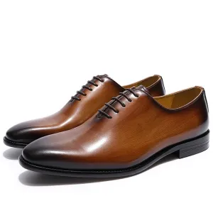 Hnzxzm Men's Real Calf Leather Wholecut Oxfords Classic Dress Shoes Brand Soft Handmade Office Business Formal Shoes for Men