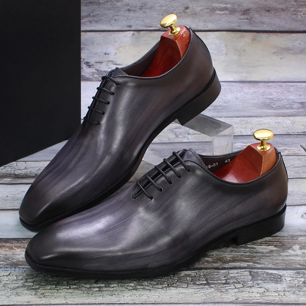 Hnzxzm Men's Real Calf Leather Wholecut Oxfords Classic Dress Shoes Brand Soft Handmade Office Business Formal Shoes for Men