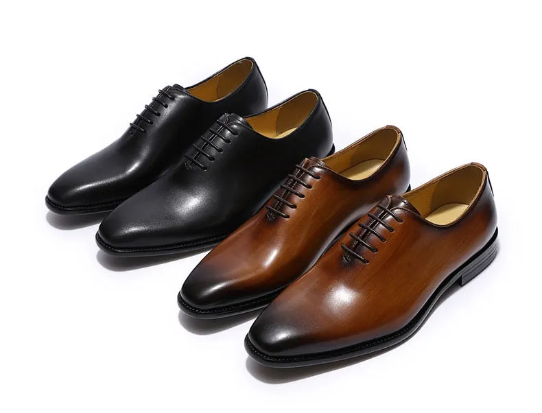 Hnzxzm Men's Real Calf Leather Wholecut Oxfords Classic Dress Shoes Brand Soft Handmade Office Business Formal Shoes for Men