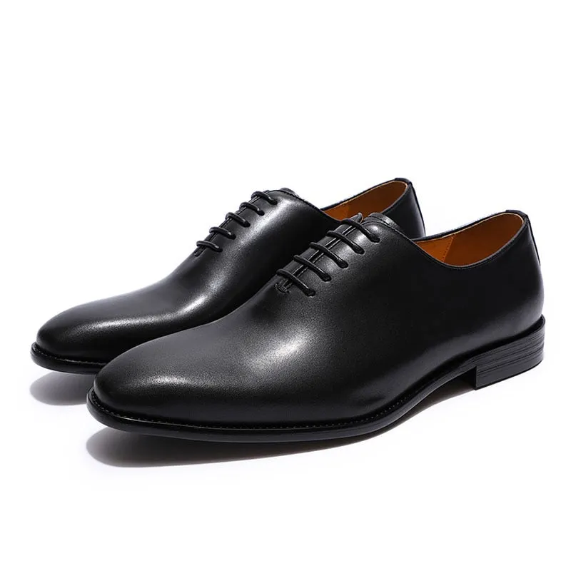 Hnzxzm Men's Real Calf Leather Wholecut Oxfords Classic Dress Shoes Brand Soft Handmade Office Business Formal Shoes for Men