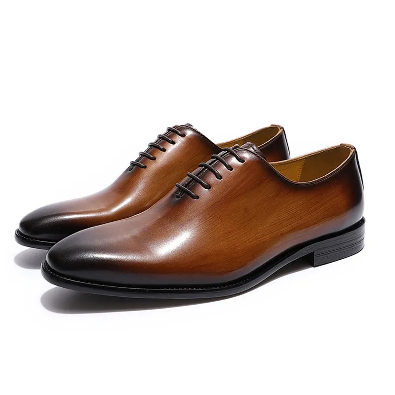 Hnzxzm Men's Real Calf Leather Wholecut Oxfords Classic Dress Shoes Brand Soft Handmade Office Business Formal Shoes for Men