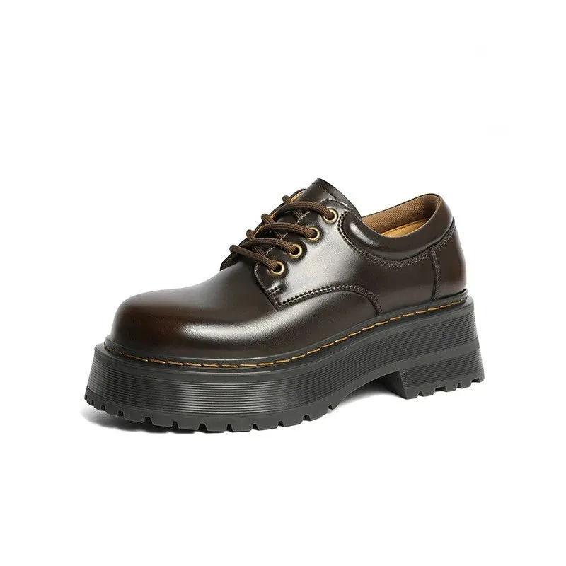 Hnzxzm Women Shoes Autumn Round Toe Black Flat Loafers with Leather Casual Female Sneakers Ladies Footwear Oxfords Clogs Platform Shoes