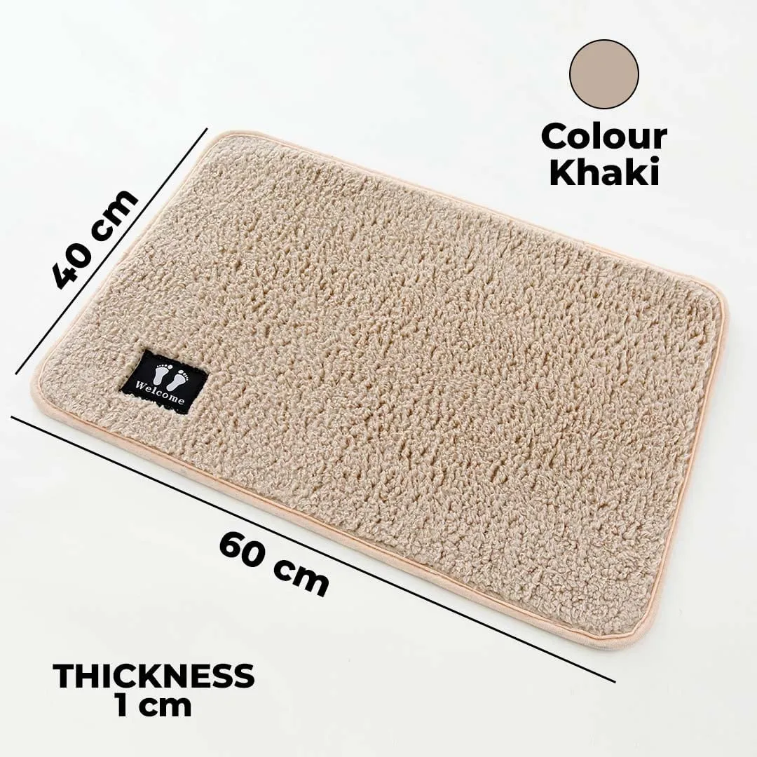 Kuber Industries Floor |Stylish Door Mat|Durable & Easy to Maintain|Multi-Utility Floor for Living Room,Bedroom,Bathroom,Kitchen,Entrances|40 x 60 cm, Khaki, Pack of 2