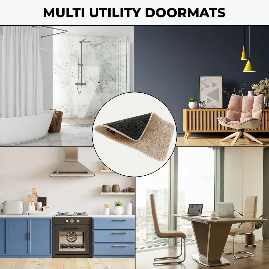 Kuber Industries Floor |Stylish Door Mat|Durable & Easy to Maintain|Multi-Utility Floor for Living Room,Bedroom,Bathroom,Kitchen,Entrances|40 x 60 cm, Khaki, Pack of 2