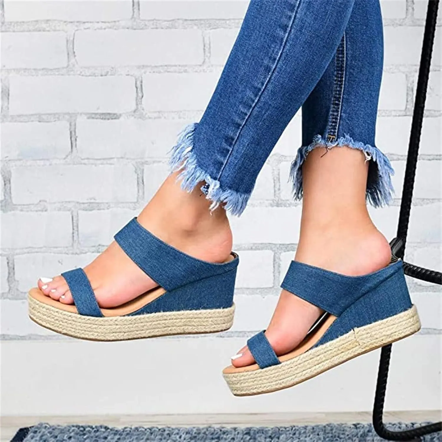 Ladmiple Sandals for Women Dressy Summer,Women's Comfy Espadrille Wedge Platform Sandals Ankle Buckle Open Toe Sandals