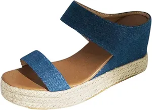 Ladmiple Sandals for Women Dressy Summer,Women's Comfy Espadrille Wedge Platform Sandals Ankle Buckle Open Toe Sandals