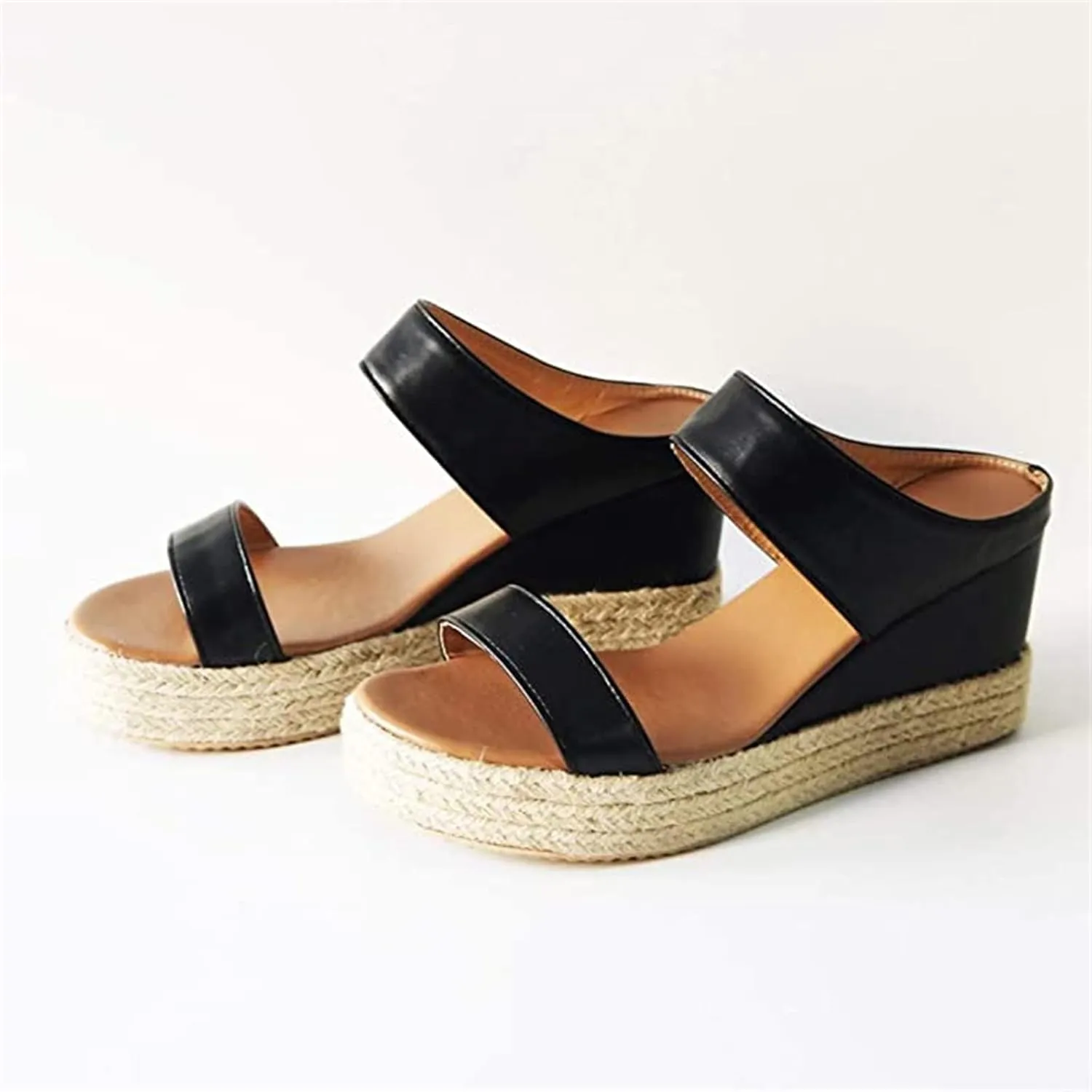 Ladmiple Sandals for Women Dressy Summer,Women's Comfy Espadrille Wedge Platform Sandals Ankle Buckle Open Toe Sandals