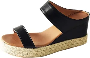 Ladmiple Sandals for Women Dressy Summer,Women's Comfy Espadrille Wedge Platform Sandals Ankle Buckle Open Toe Sandals