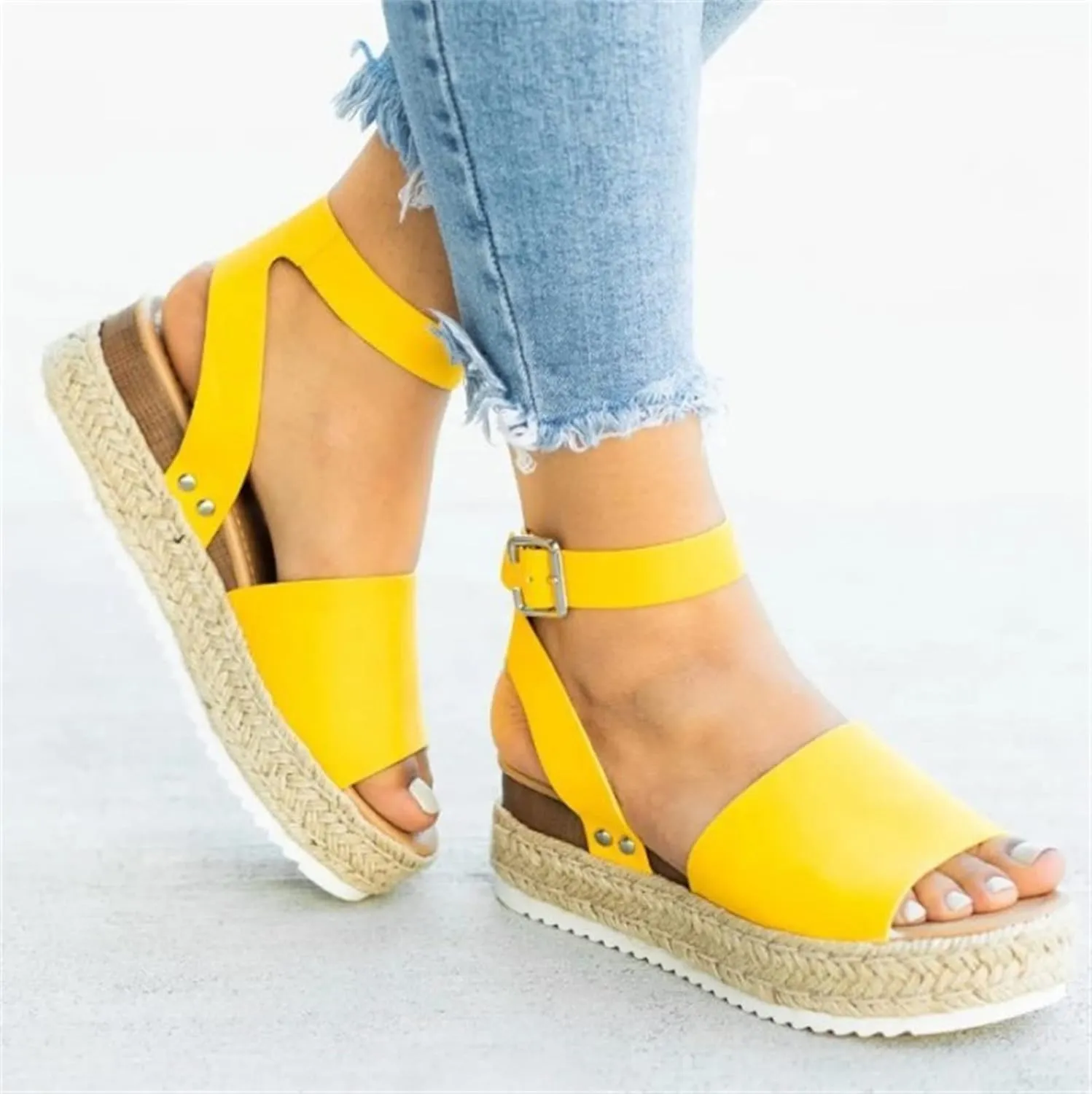 Ladmiple Wedge Sandals for Women Dressy 2023 Comfy Slip On Sandal Summer Casual Beach Shoes Open Toe Espadrille Platform