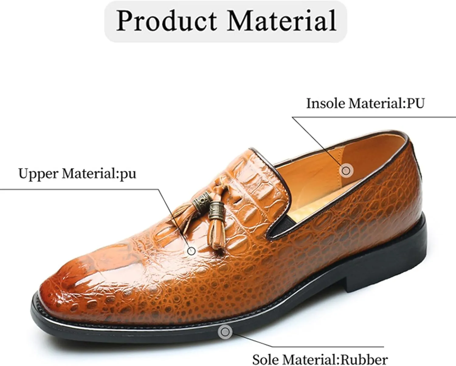 Mens PU Leather Shoes Casual Dress Loafers for Men Tassel Slip-On Shoes Elegant & Comfortable Formal Wear