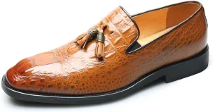 Mens PU Leather Shoes Casual Dress Loafers for Men Tassel Slip-On Shoes Elegant & Comfortable Formal Wear