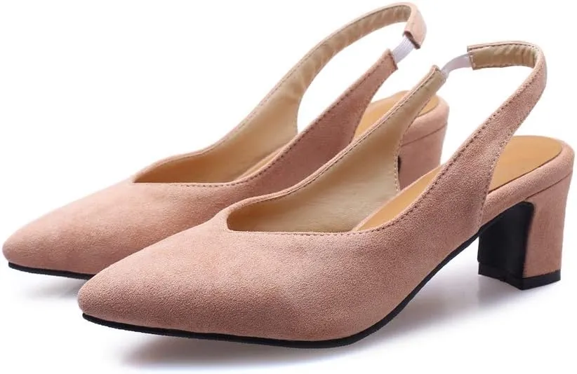MIOKE Women's Square Toe Slingback Pumps Block Low Heel Comfort Slip On Dress Sandal Elegant Party Shoes