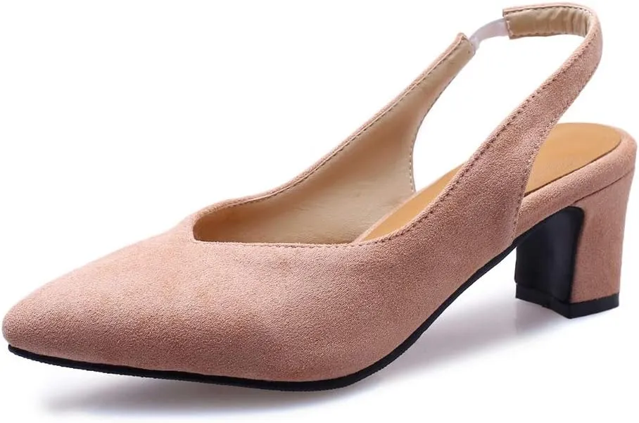 MIOKE Women's Square Toe Slingback Pumps Block Low Heel Comfort Slip On Dress Sandal Elegant Party Shoes