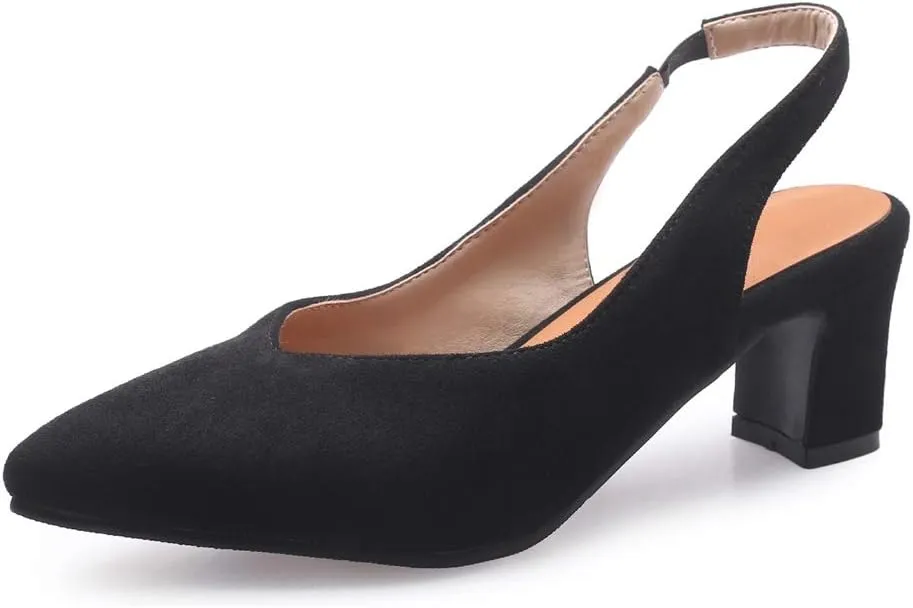 MIOKE Women's Square Toe Slingback Pumps Block Low Heel Comfort Slip On Dress Sandal Elegant Party Shoes