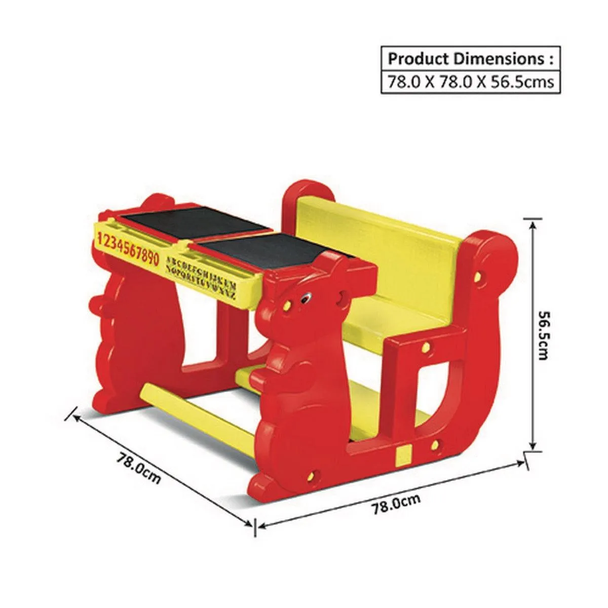 Ok Play Play Pet Double, Chair Desk Set For Kids, Perfect For Home And School, Red & Yellow, 2 to 4 Years