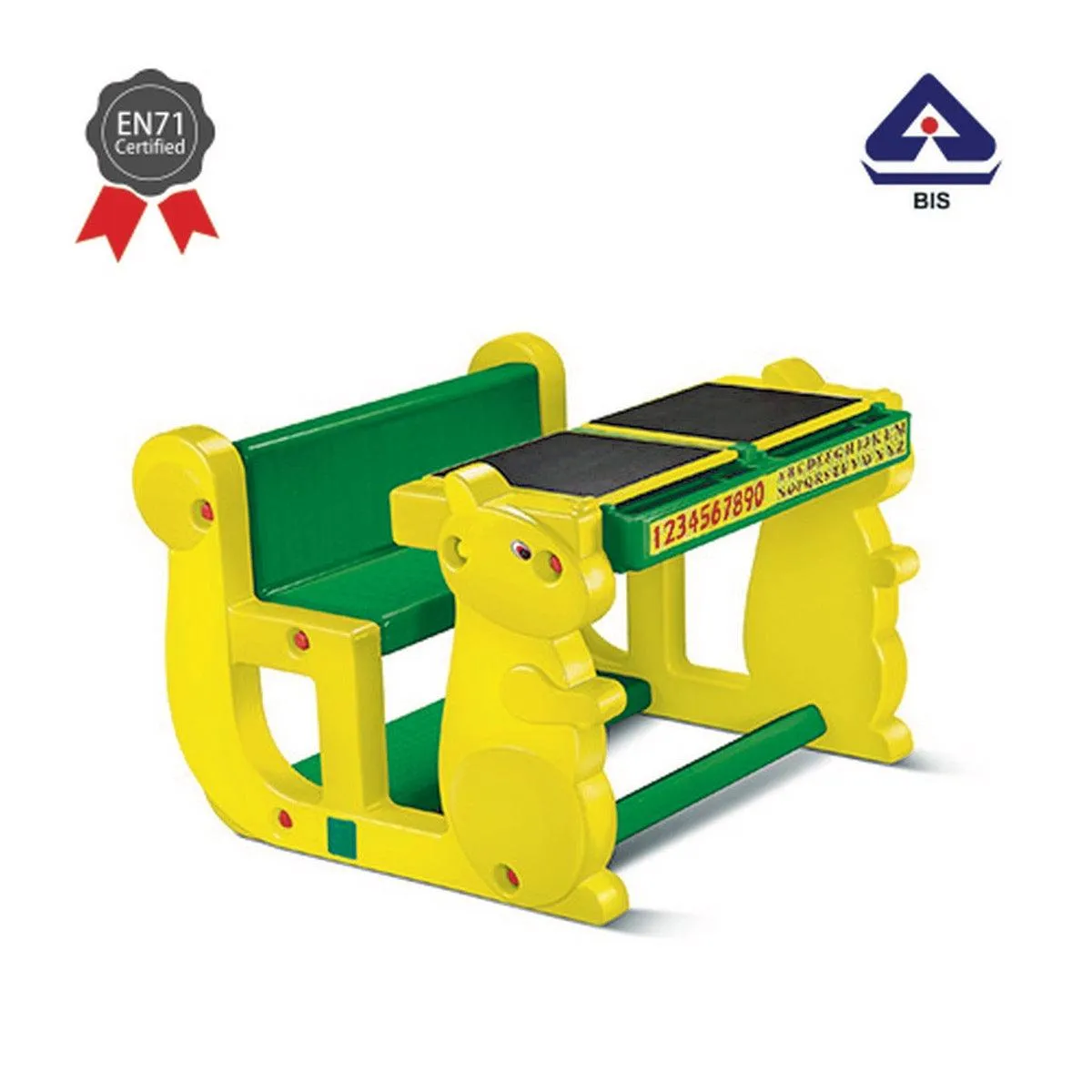 Ok Play Play Pet Double, Chair, Desk Set For Kids, Perfect For Home And School, Yellow & Green, 2 to 4 Years