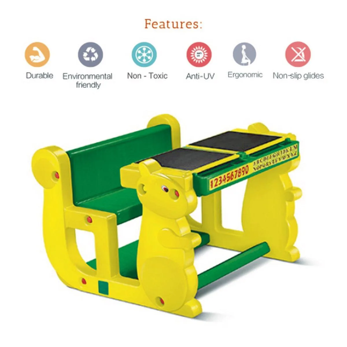 Ok Play Play Pet Double, Chair, Desk Set For Kids, Perfect For Home And School, Yellow & Green, 2 to 4 Years