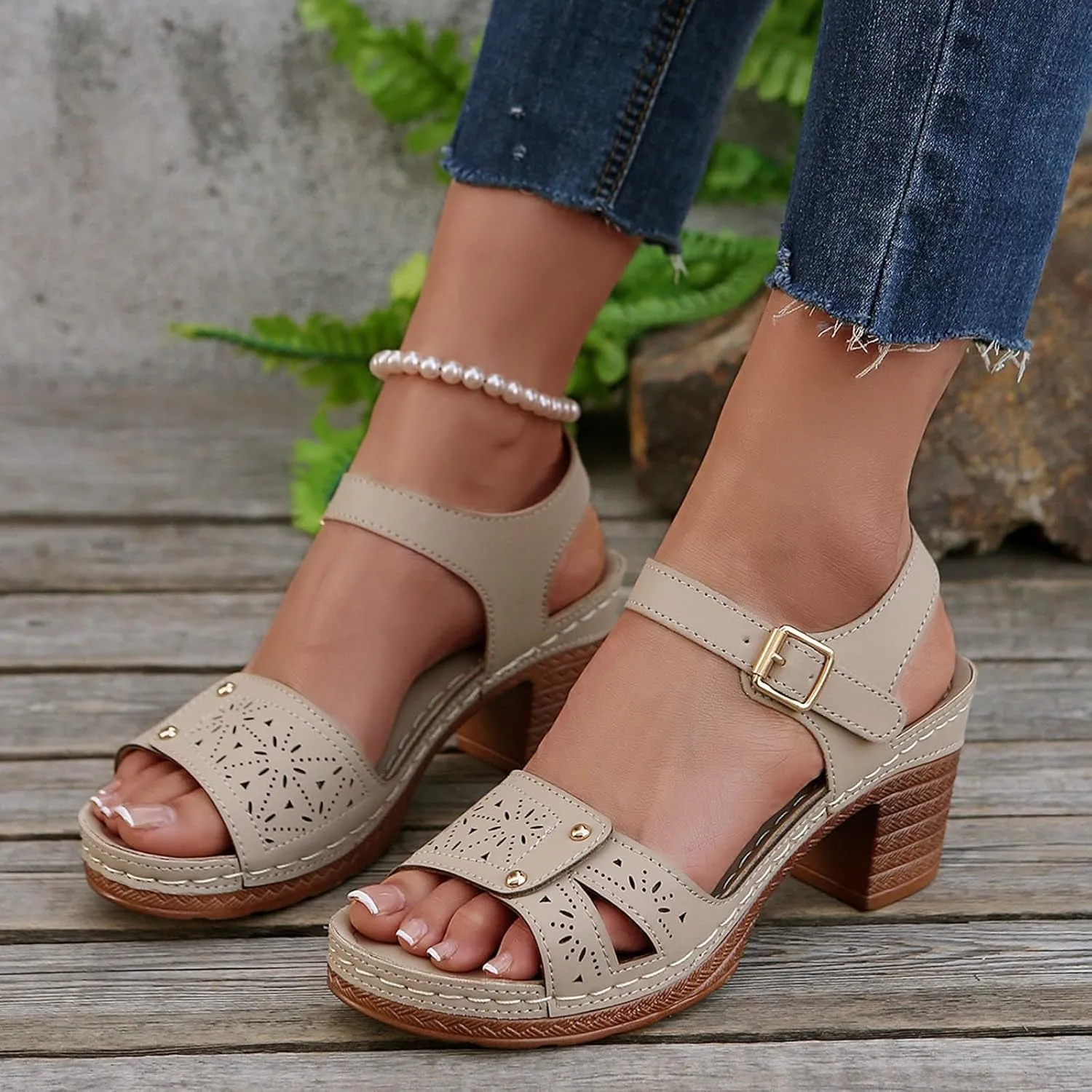 Platform Heels Block Sandals for Women 2025 Comfortable Dressy Chunky Open Toe Ankle Strap Heel Fashion Wedding Party Dress Sandals Casual Leather Ladies Summer Pumps Heeled Shoes