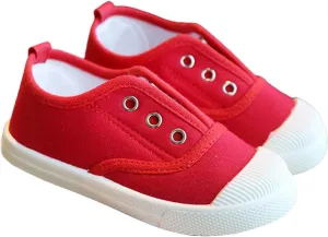 Toddler Girls Boys T-Strap Canvas Sneakers Classical Comfortable Cotton Flat Non-Slip Casual Walking Lace-Up Slip Shoes