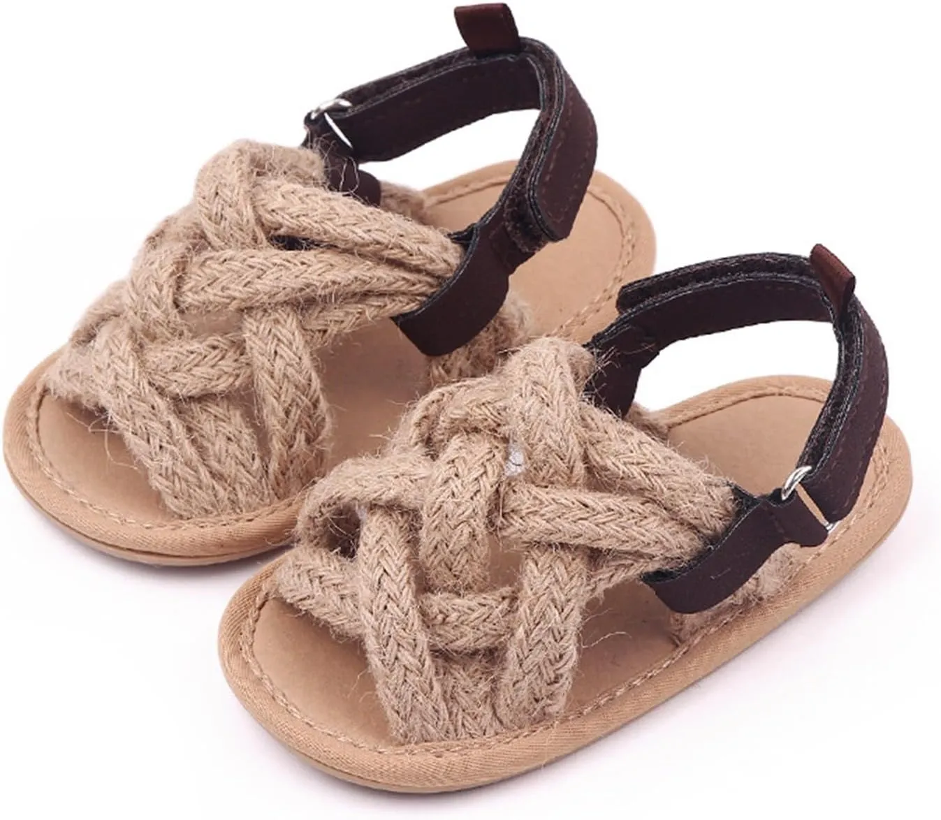 Toddler Girls Cute Line Rope Sandals Baby Girl's Boy's 3 to 11 Months Soft Bottom Adjustable First Walk Shoes