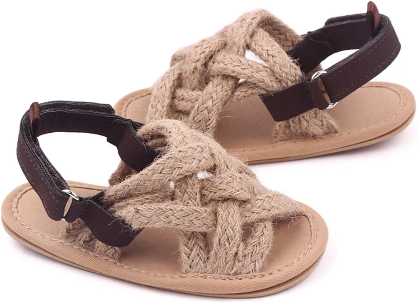 Toddler Girls Cute Line Rope Sandals Baby Girl's Boy's 3 to 11 Months Soft Bottom Adjustable First Walk Shoes