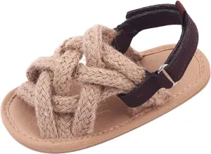Toddler Girls Cute Line Rope Sandals Baby Girl's Boy's 3 to 11 Months Soft Bottom Adjustable First Walk Shoes