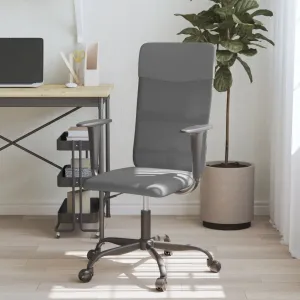 vidaXL Office Chair - Height Adjustable, Grey Mesh Fabric & Faux Leather for Ultimate Comfort