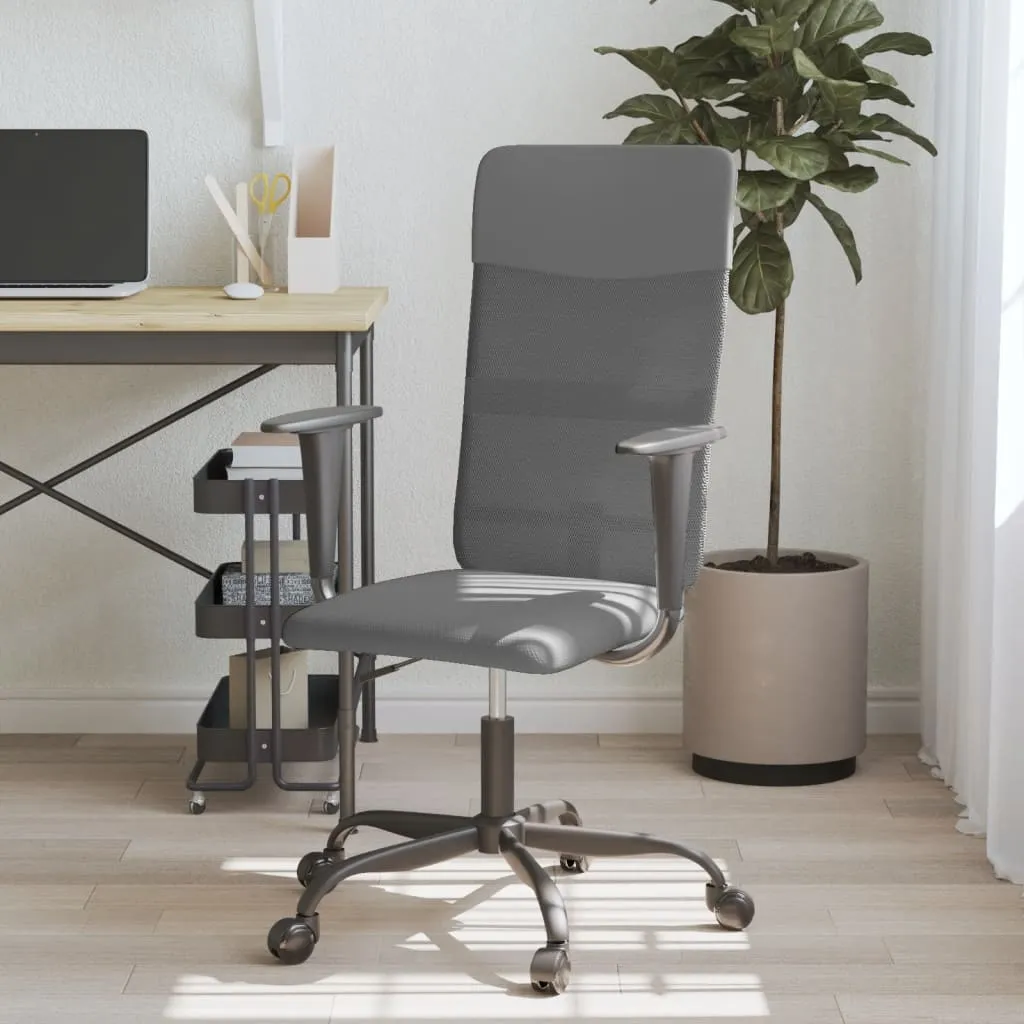vidaXL Office Chair - Height Adjustable, Grey Mesh Fabric & Faux Leather for Ultimate Comfort