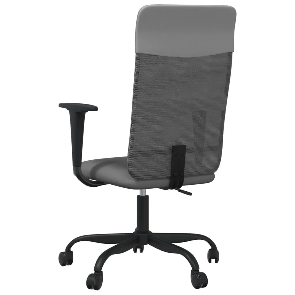 vidaXL Office Chair - Height Adjustable, Grey Mesh Fabric & Faux Leather for Ultimate Comfort